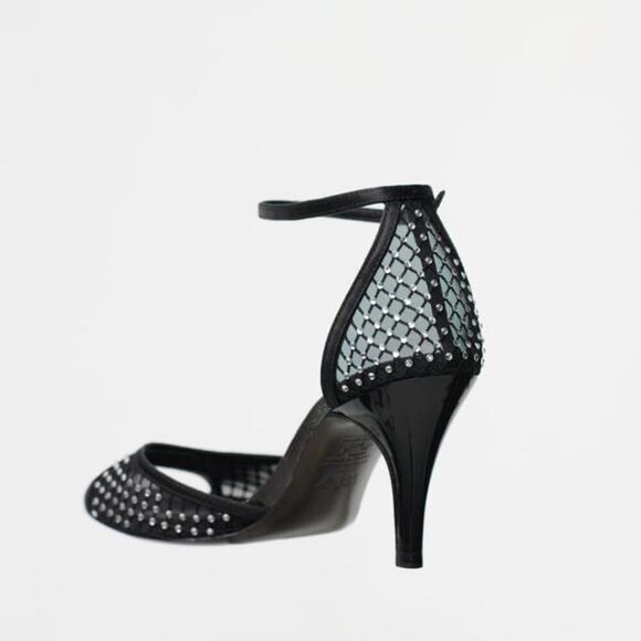 Zara Black RHINESTONE HEELED SANDALS LIMITED EDITION - Picture 3 of 13